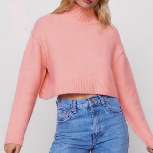 Zara Size S pastel pink cropped sweater